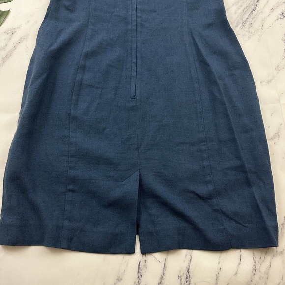 Diane B Vintage Linen Blend Sheath Dress Size 8 Navy Blue Sleeveless 90s - Picture 9 of 9